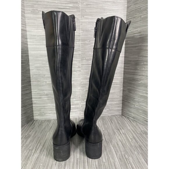 Franco Sarto Womens Lucianna Rhinestone Welt Block Heels Black Leather Boots 8.5 - Picture 5 of 11